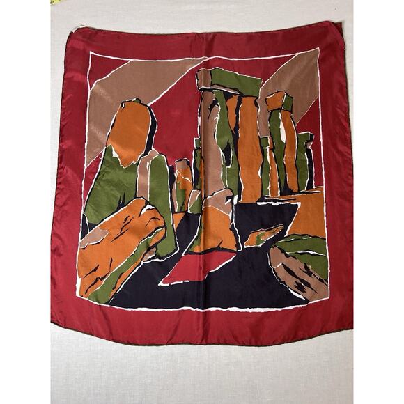 Lyall Accessories - VTG Lyall Design Stonehenge Souvenir MCM Silk Scarf Heritage Made in England
